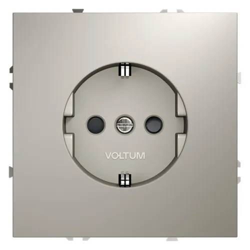 Розетка 1-м СП S70 16А с заземл. защ. шторки механизм кашемир Voltum VLS040203