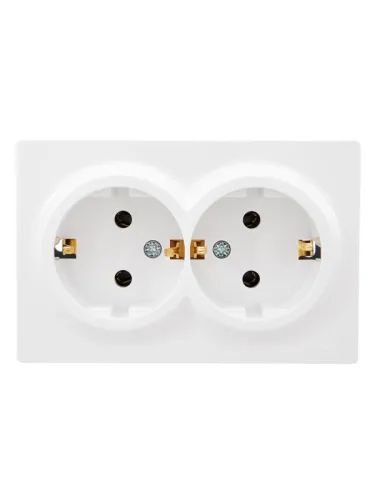 Розетка 2-м ОП LETO с заземл. закрытый корпус ПБТ бел. LEZARD 752-0200-127B