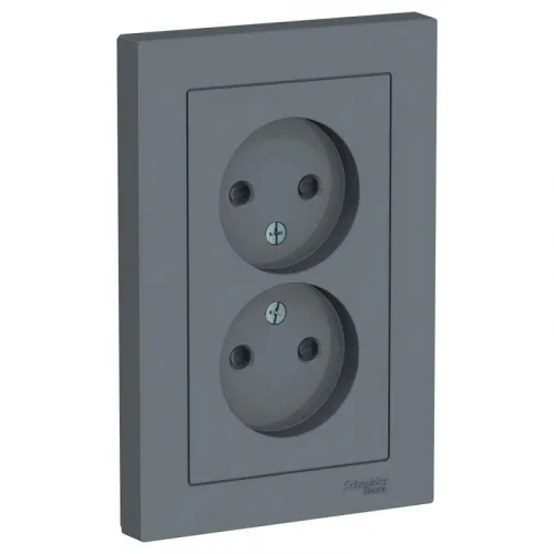Розетка 2-м СП AtlasDesign 16А IP20 без заземл. защ. шторки в сборе грифель SE ATN000722