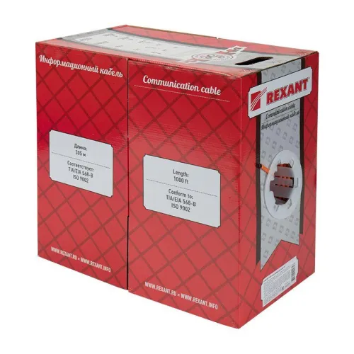 Кабель витая пара F/UTP кат.5e 4х2х24AWG solid ZH нг(А)-HF INDOOR оранж. (м) Rexant 01-0150 фото 2