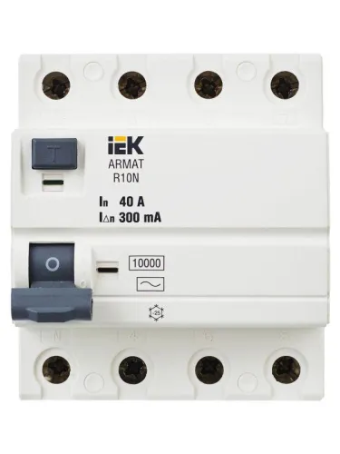 Выключатель дифференциального тока (УЗО) 4п 40А 300мА тип AC ВДТ R10N ARMAT IEK AR-R10N-4-040C300 фото 10