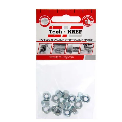 Гайка самоконтрящаяся М6 DIN 985 цинк. (пакет) (уп.16шт) Tech-Krep/Zitar 103031