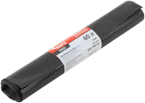 Мешок для строительного мусора ПВД прочные 60л 600х800мм толщина 70мкм (уп.5шт) КУРС 11921 фото 4