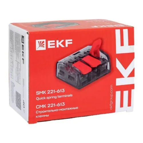 Клемма строительно-монтажная СМК 221-612 2-проводная 0.5-4.0(6)кв.мм с рычагом (уп.50шт) PROxima EKF plc-smk-221-612 фото 10