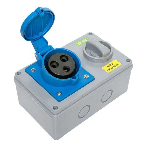 Розетка 1423 2Р+РЕ 32А 220В IP44 с блокировкой и выкл. EKF ps-1423-32-220 фото 3