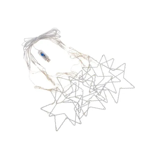 Гирлянда светодиодный занавес из росы с фигурами звезд IP20 USB + пульт управления тепл. бел. Neon-Night 315-846 фото 9