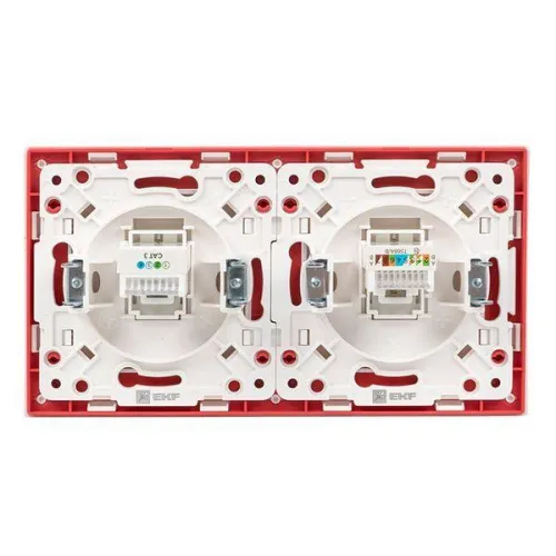 Рамка 2-м Стокгольм бел. с линией цвета красн. PROxima EKF EXM-G-305-20 фото 7