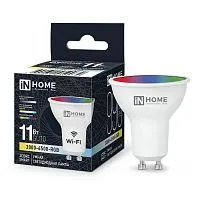 Лампа светодиодная LED-JCDRC-RGBW-SMART 11Вт 3000-6500К GU10 990лм 230В димм. IN HOME 4690612050072