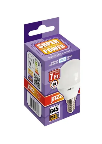 Лампа светодиодная PLED-SP 7Вт G45 4000К нейтр. бел. E14 230В/50Гц JazzWay 5018945 фото 3