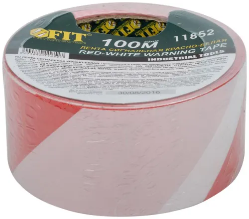 Лента сигнальная 50ммх100м красн.-бел. FIT 11852 фото 3