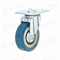 Колесо аппаратное поворотное п/п обод. резина сер. подшипник скольжения площадка d75 без тормоза Tech-Krep/Zitar 148488