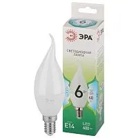 Лампа светодиодная GREEN LINE BXS-6W-840-E14 GL 6Вт свеча на ветру 4000К яркий свет бел. E14 Эра Б0067131