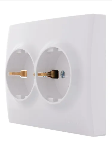 Розетка 2-м СП Karina с заземл. термопласт бел. LEZARD 707-0200-127B фото 3