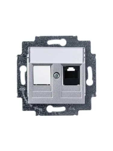 Розетка компьютерная Levit RJ45 кат.5E с заглушкой серебр. ABB 2CHH295117A6070 фото 4