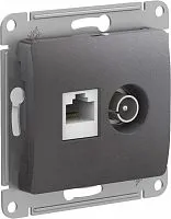 Розетка компьютерная + телевизионная 2-м Glossa RJ45 кат.5E + TV механизм графит SE GSL001389