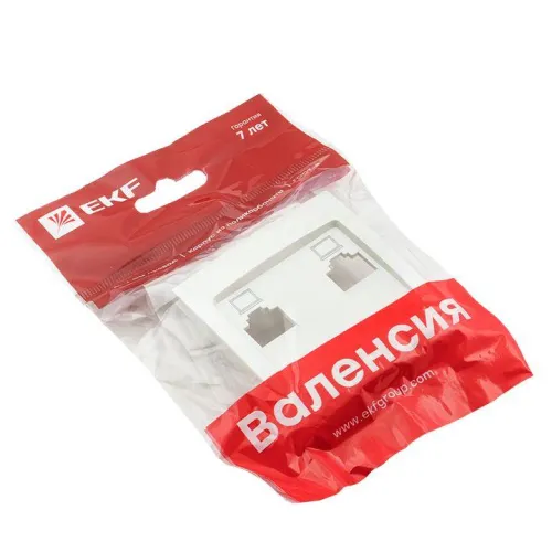 Панель лицевая Валенсия для розетки компьютерной 2-м RJ45 жемчуж. PROxima EKF ESK02-L-035-50 фото 2