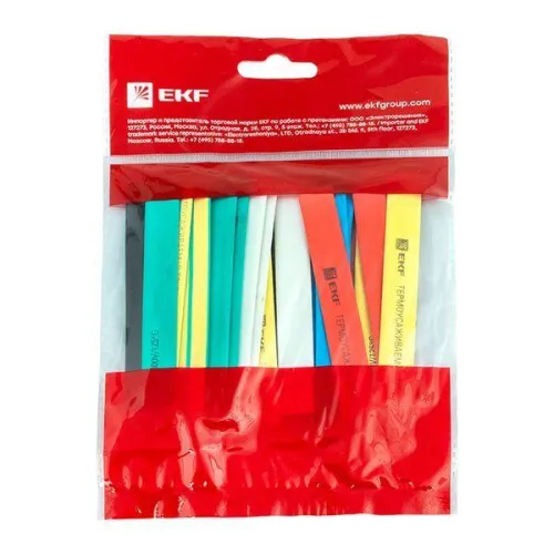 Набор трубок термоусадочных ТУТ нг тонкостен. 12/6 (7 цветов по 3шт 100мм) EKF tut-n-12 фото 5