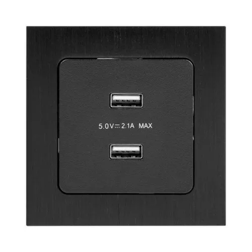 Розетка USB 2-м Стокгольм 2.1А механизм черн. PROxima EKF EZR16-028-10-2USB фото 6