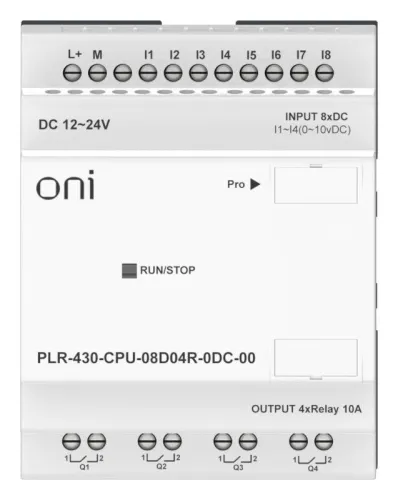 Модуль ЦПУ ПЛК 430 8 DI 4 RO 24В DC без экрана ONI PLR-430-CPU-08D04R-0DC-00 фото 6