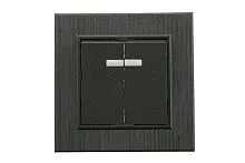 Выключатель 2-клав. с подсветкой Karea LINE STAR чер.Makel 86054023