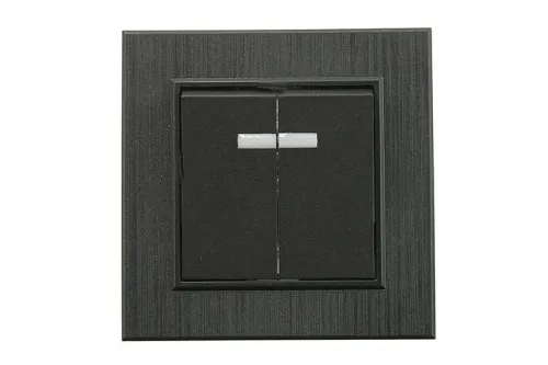 Выключатель 2-клав. с подсветкой Karea LINE STAR чер.Makel 86054023