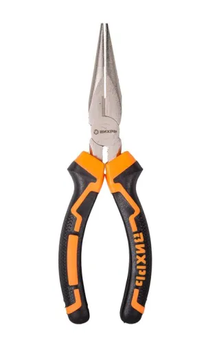 Длинногубцы прямые 160мм никелированные двухкомпонентн. рукоятки Вихрь 73/6/3/10 фото 2