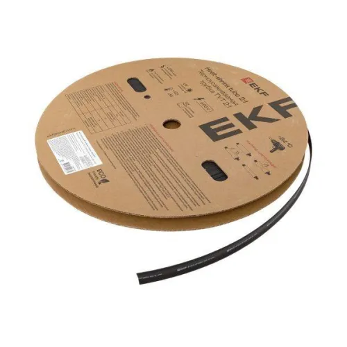 Трубка термоусадочная ТУТ нг 12/6 черн. (уп.100м) EKF tut-12-b фото 3