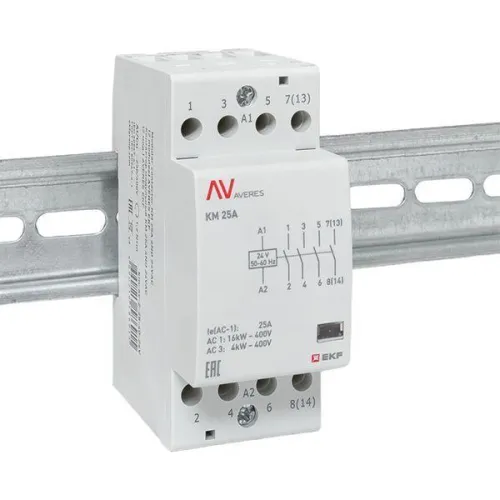 Контактор модульный КМ 25А 4NO 24В AC (2 мод.) AVERES EKF km-av-2-25-40-24V фото 2