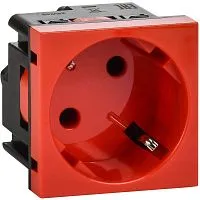 Розетка 2мод. 16А 250В 45град. с заземл. защ. шторки винт. зажимы красн. ИЭК Leg 4525052