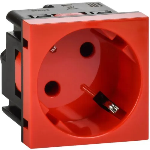 Розетка 2мод. 16А 250В 45град. с заземл. защ. шторки винт. зажимы красн. ИЭК Leg 4525052