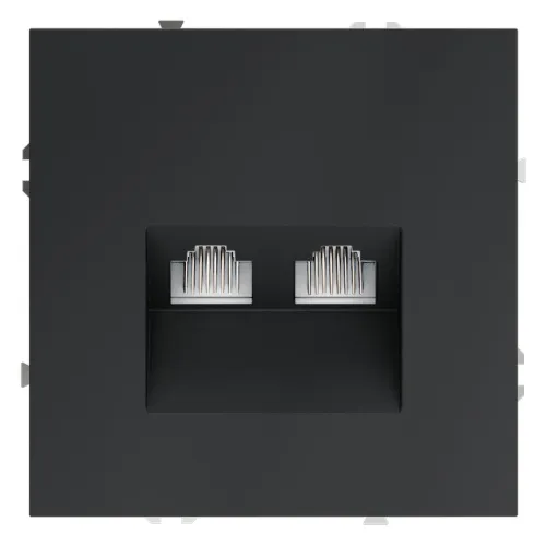 Розетка компьютерная 2-м СП S70 RJ45 + RJ45 кат.6 механизм графит Voltum VLS060207