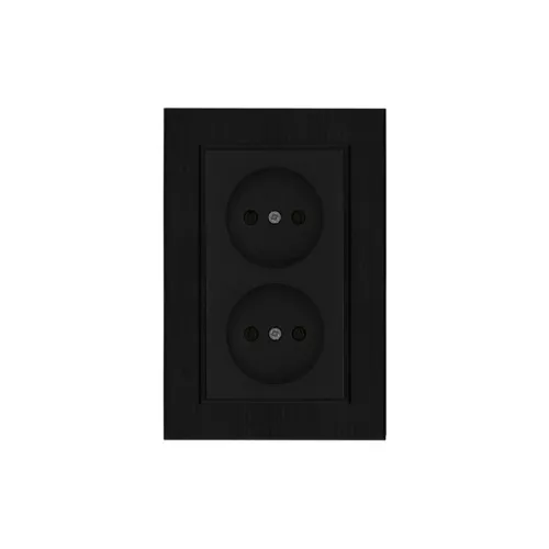 Розетка 2-я Karea LINE STAR без заземл. чер. Makel 86054017