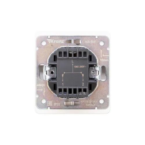 Выключатель 2-кл. СП ROUND MIELE 10А с подсветкой перламутр Kranz KR-78-0714-1 фото 3