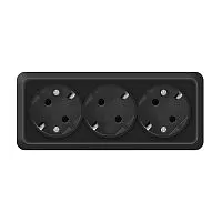 Розетка 3-м ОП Олимп 16А IP20 с заземл. черн. Universal 2218