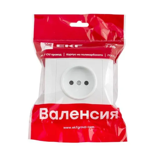 Розетка 1-м СП Валенсия 10А IP20 без заземл. защ. шторки бел. PROxima EKF EWR10-022-10 фото 2