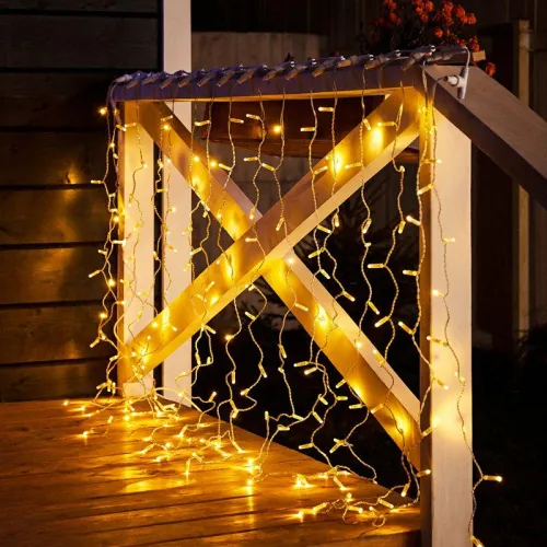 Гирлянда светодиодная "Светодиодный Дождь" 2х1.5м 192LED тепл. бел. 12Вт 230В IP65 постоян. свечение провод прозр. Neon-Night 235-306-6 фото 3