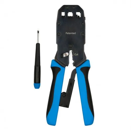 Инструмент HT-2008AR обжимной для RJ45 RJ12 RJ11 (8P8C 6P6C 4P4C) проф. с храповым механизмом Hyperline 35549