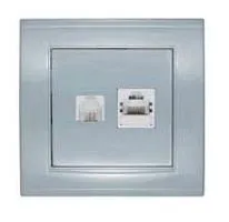 Розетка компьютерная + телефонная 2-м СП Бриллиант серебр. UNIVersal 7949865