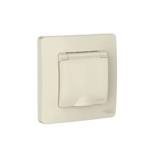 Розетка 1-м СП Blanca 16А IP44 250В с заземл. защ. шторки с крышкой молочн. SE BLNRS441112
