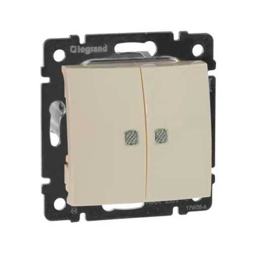 Выключатель 2-кл. СП Valena 10А IP31 250В с зел. подсветкой механизм сл. кость Leg 774328 фото 15
