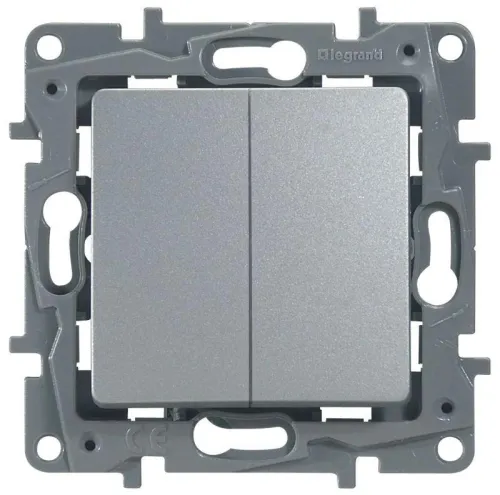 Переключатель 2-кл. СП Etika Plus 10А IP20 250В 10AX безвинтов. зажимы механизм алюм. IEK 672412 фото 4