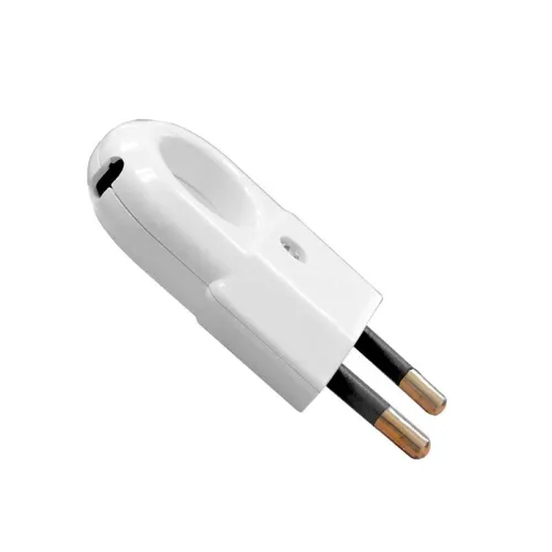 Вилка электрическая 6А 250В плоская с ушком без. заземл. бел. (еврослот) UNIVersal А103 фото 2