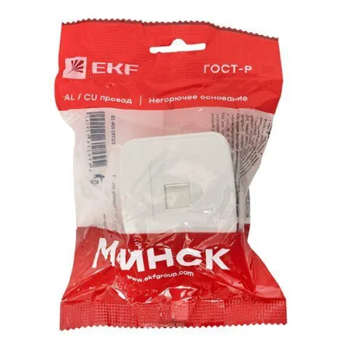 Розетка телефонная 1-м ОП Минск Phone бел. Basic EKF EGT01-034-10 фото 3