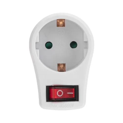 Адаптер сетевой 16А с выключателем с заземл. защ. шторки бел. Rexant 11-1084 фото 3