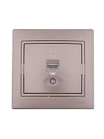 Розетка компьютерная 1-м СП Mira RJ45 16А IP20 со вставкой свет. корич. перламутр. LEZARD 701-3131-139