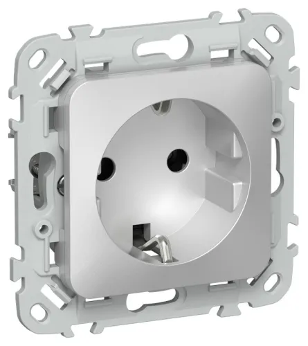 Розетка СП FLITE РС11-1-ФлА 16А с заземл. без защ. шторок безвинтовое крепление механизм алюм. IEK FI-R11-16-1-K47