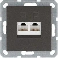Розетка компьютерная 2-м RJ45 IP20 кат. 5E механизм мокко Jasmart G6106Z