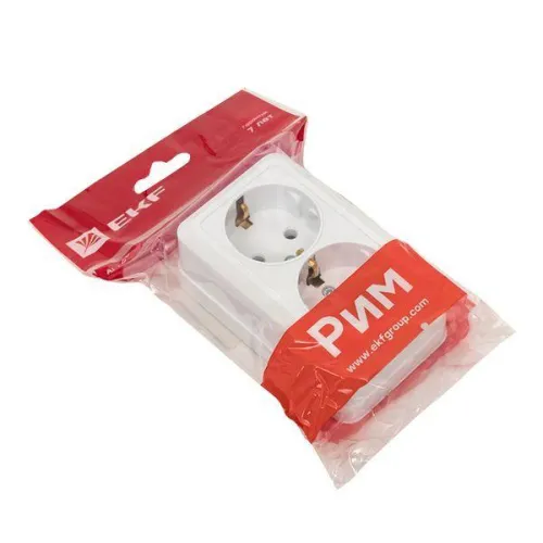 Розетка 2-м ОП Рим 16А IP20 с заземл. бел. EKF ENR16-128-10 фото 4