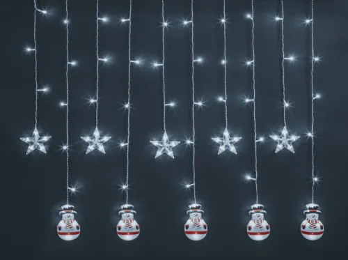 Гирлянда светодиодная "Бахрома" "Звезды и снеговики" 95 025 NGF-D037-02 3х0.6м CW IP20 Navigator 95025