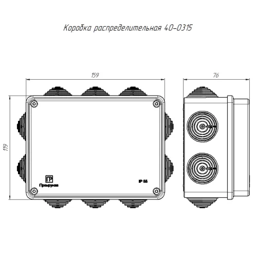 Коробка распределительная ОП 150х110х70мм безгалоген. (HF) атмосф. Промрукав 40-0315 фото 4